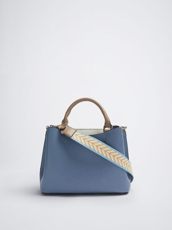 Bolsa tote básica com alças duplas - Azul