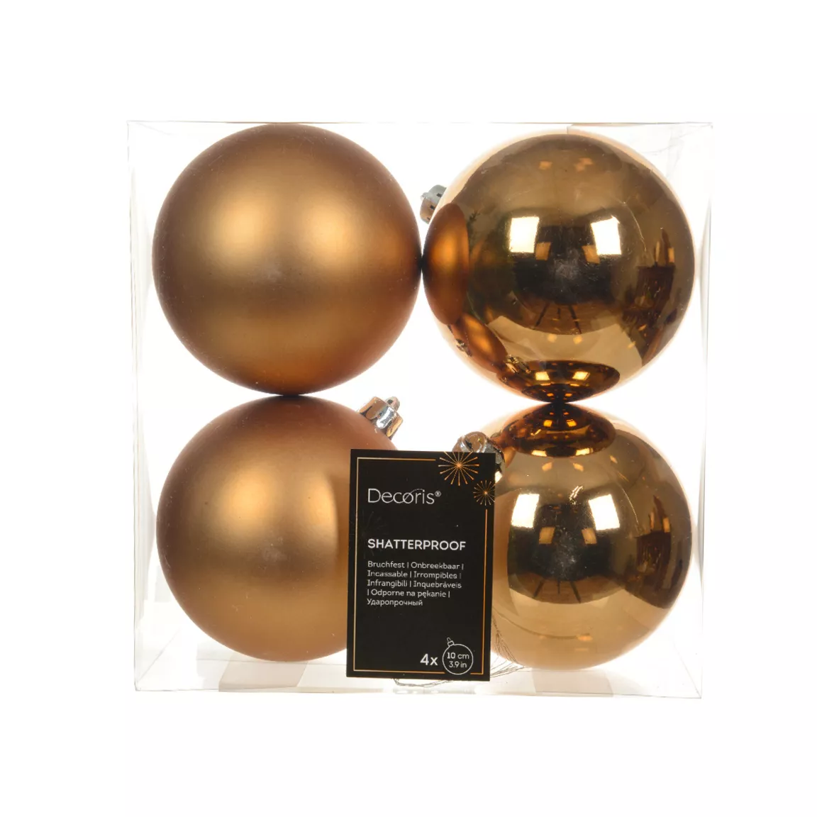 Lot de 4 boules de Noël (D100 mm) Alpine Noix de pécan