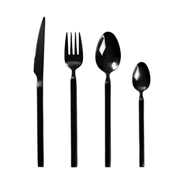 Broste Copenhagen - Tvis Besteck-Set, titanium black (16-tlg.)