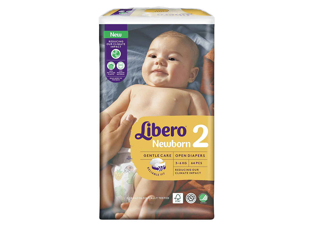 FRALDAS LIBERO NEWBORN T2 3-6KG 64 UN