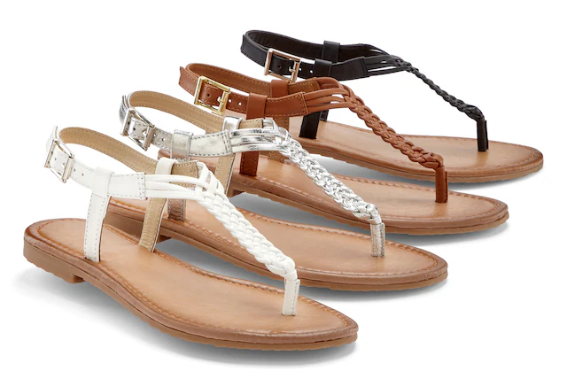 Vivance Zehentrenner  Sandalette, Sommerschuh,Sandale aus Leder mit Flecht-Optik