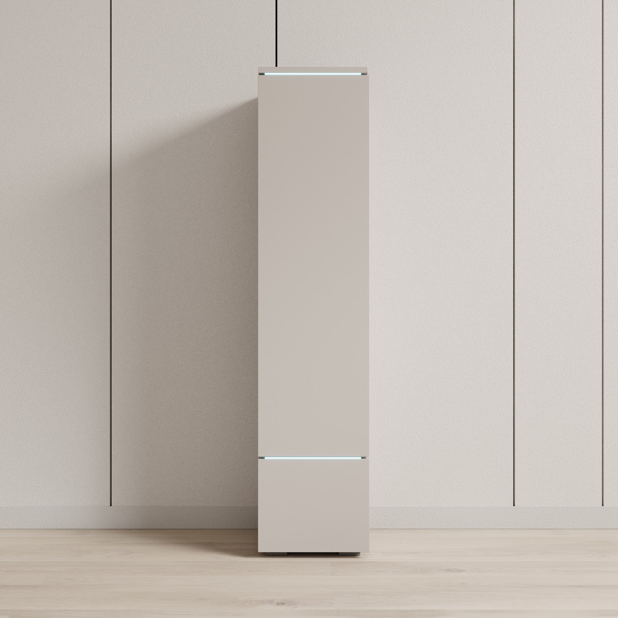 Verity - Vitrinekast met LED - Beige - 30x33x130 cm