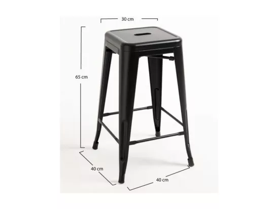 Tabouret industriel acier noir mat Kontoir 65cm