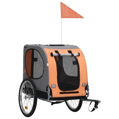 Reboque de bicicleta Vidaxl laranja e cinza