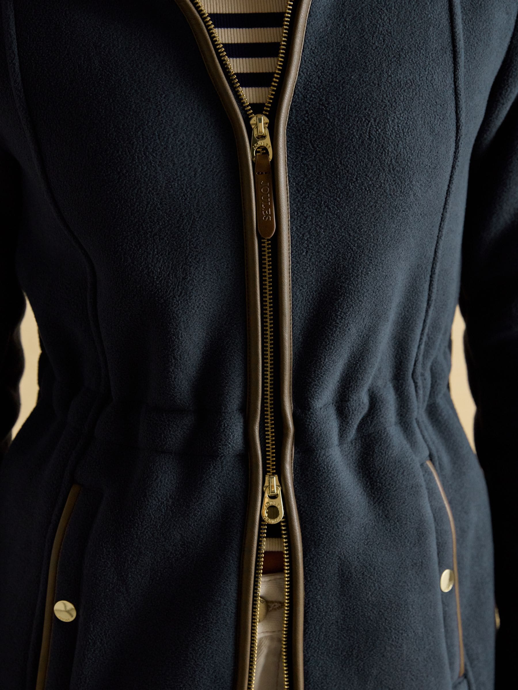 Marineblauw - Heritage fleece met doorlopende rits