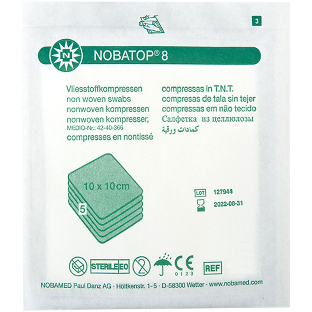 NOBATOP® Vliesstoffkompressen 8fach 10 x 10 cm steril