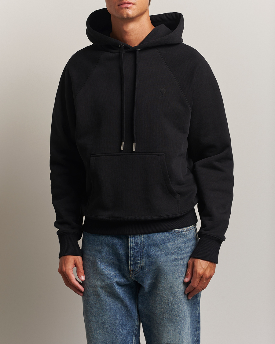 AMI Tonal Heart Logo Hoodie Black
