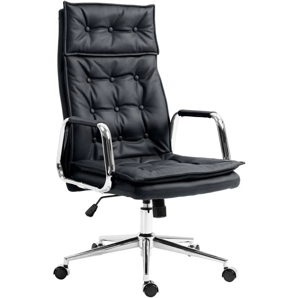CLP Bureaustoel Sotira chroom Frame - Echt leer - zwart