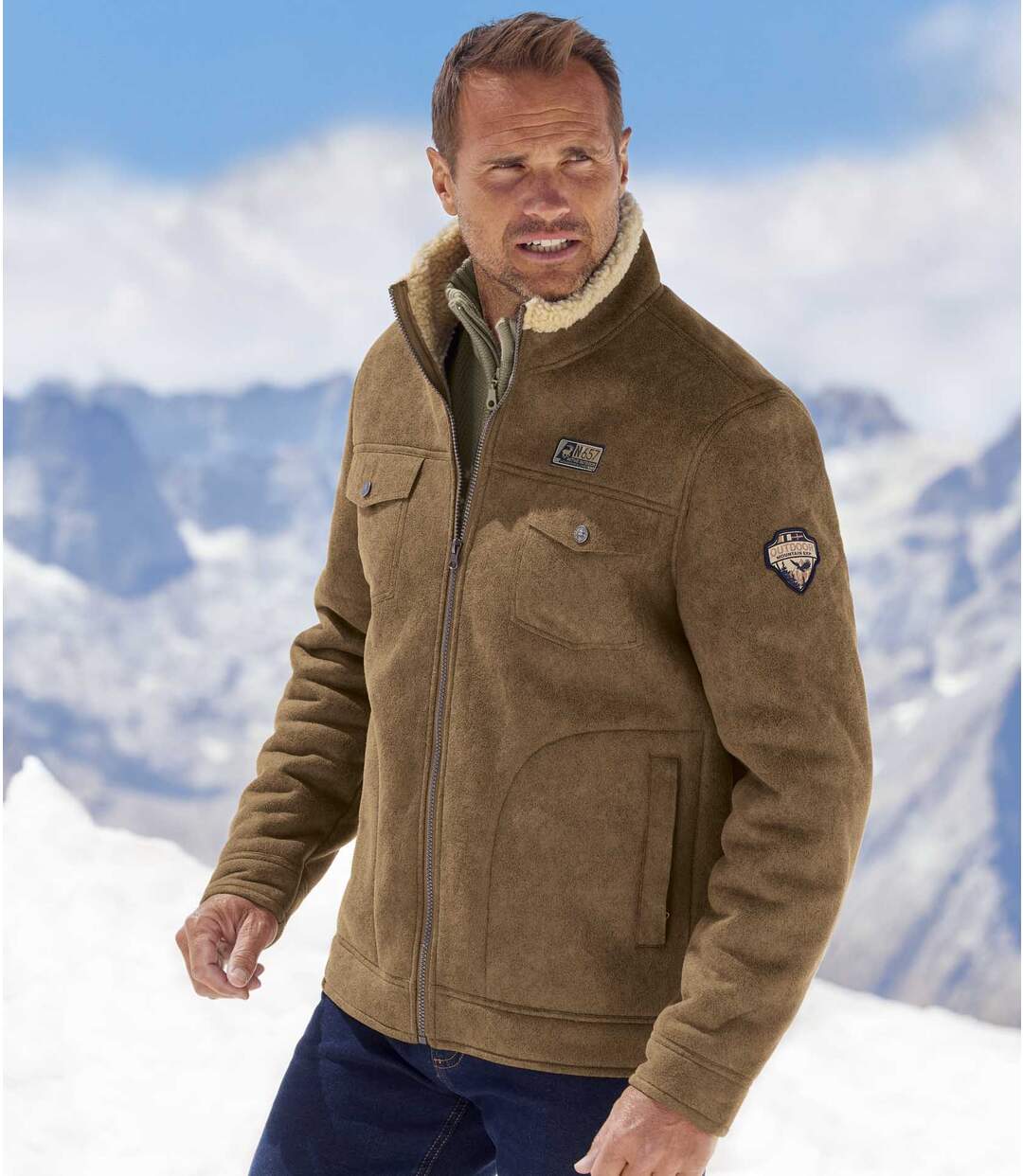 Blouson Aviateur Effet Daim Doublé Sherpa