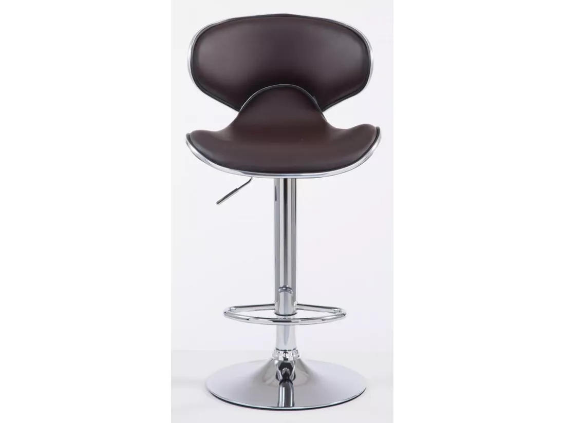 Lot de 2 Tabouret de bar - Similicuir & Chrome - Marron - Las Vegas v2