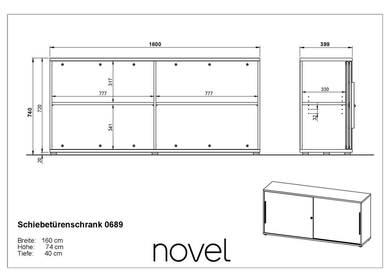 Novel Schiebetürenschrank RENTON