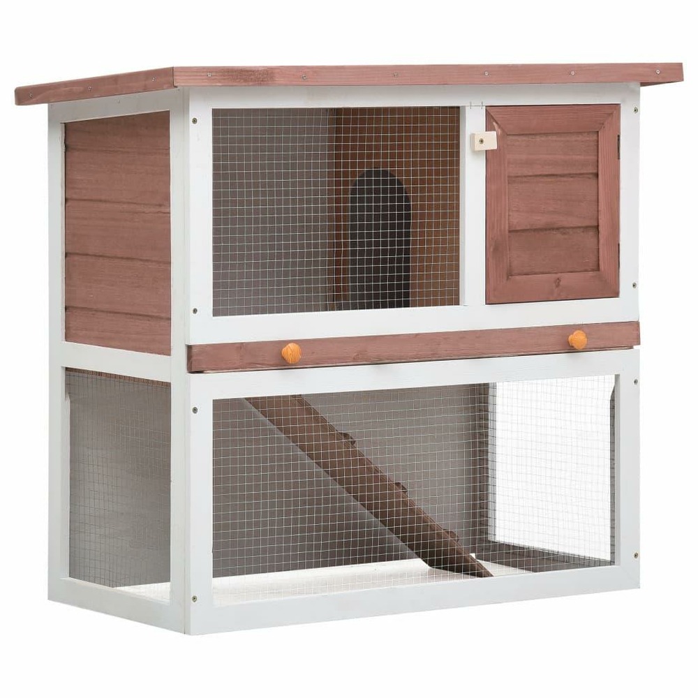Clapier d'extérieur 90 x 45 x 80 cm 1 porte marron bois