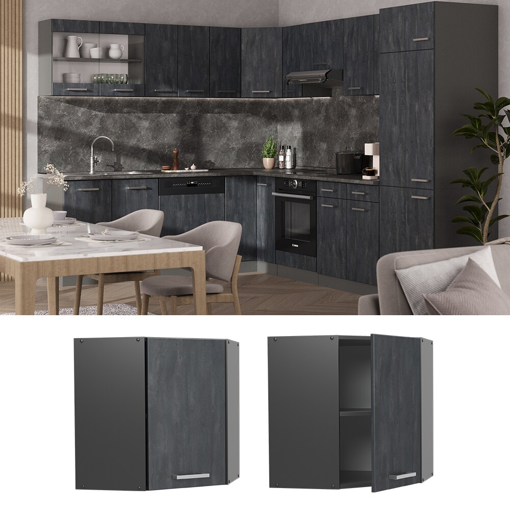 Vicco Eckhängeschrank R-Line Schwarz Beton Anthrazit 57 cm