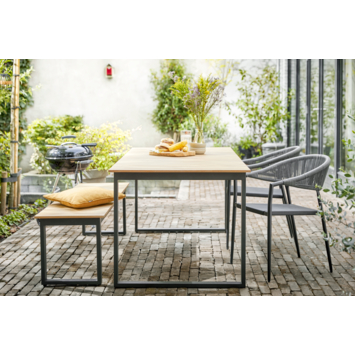 Wakefield tuinbank Cannes light teak look metaal