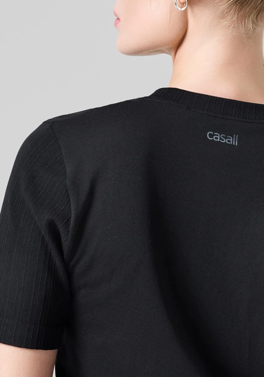 Casall Seamless Rib Sleeve Tee Black