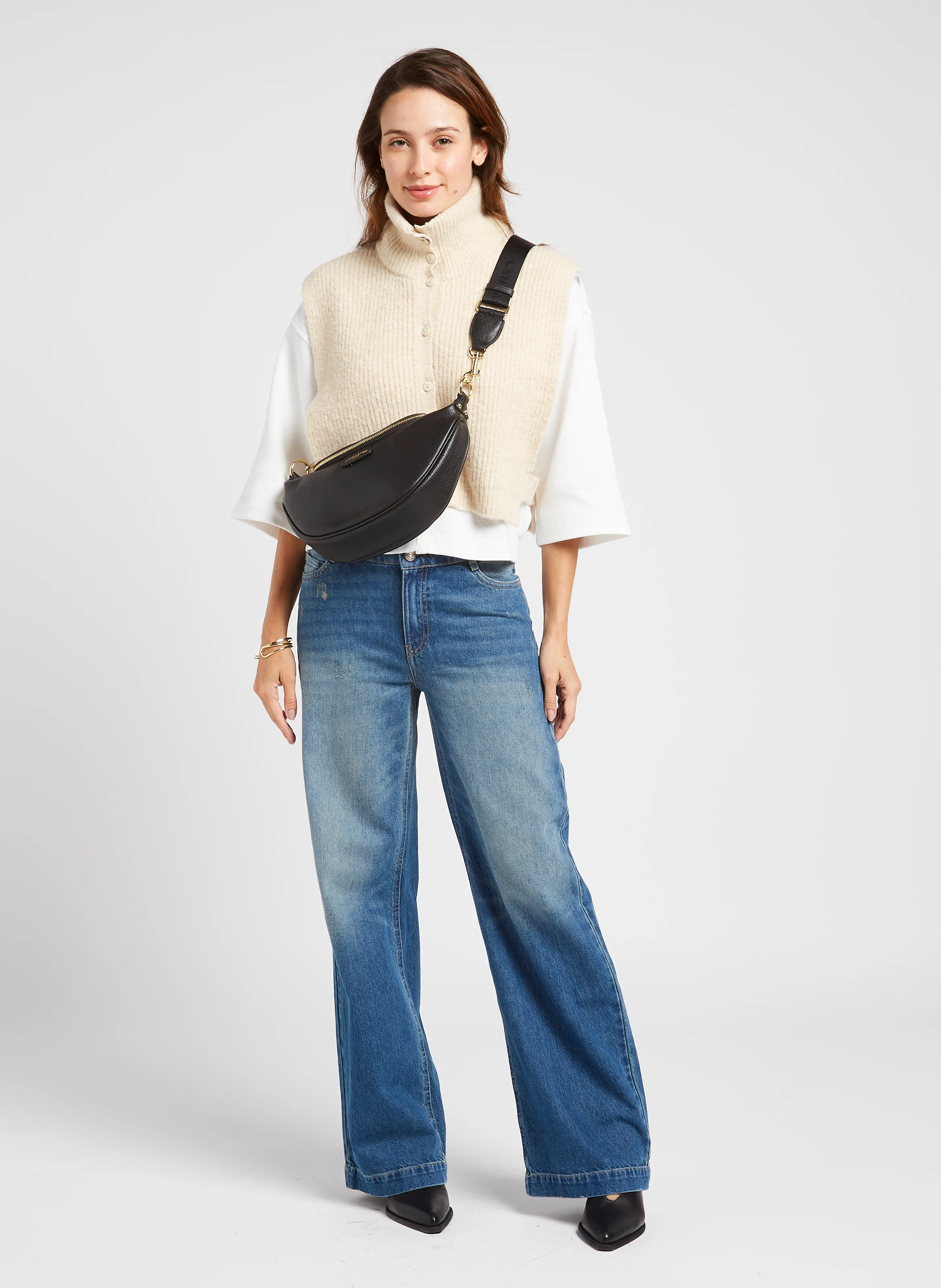 DUNE - Sac banane en cuir grainé| Noir