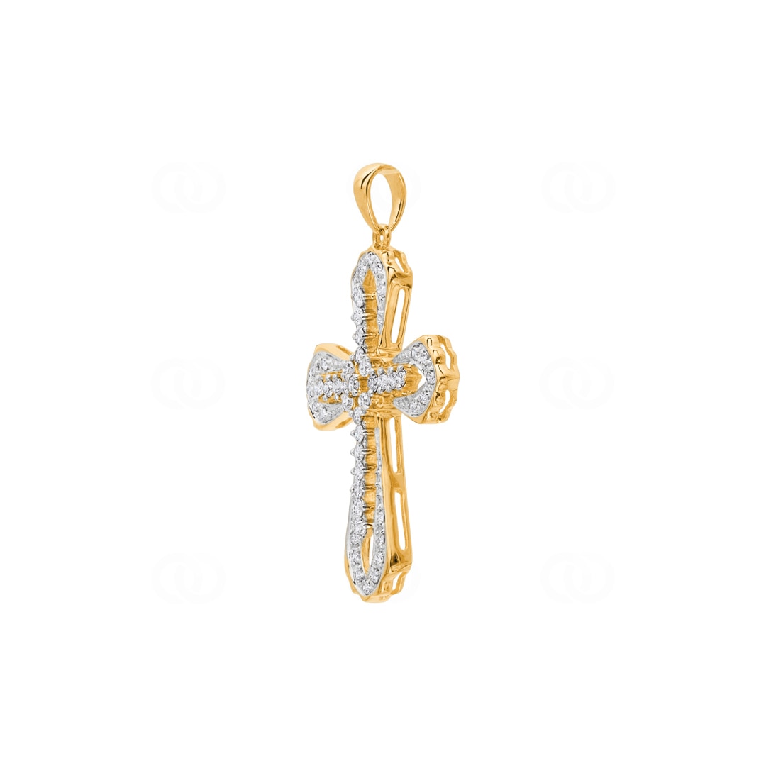 Kreuzanhänger 750/18 K Gelbgold mit Diamanten 0.51 ct H/si