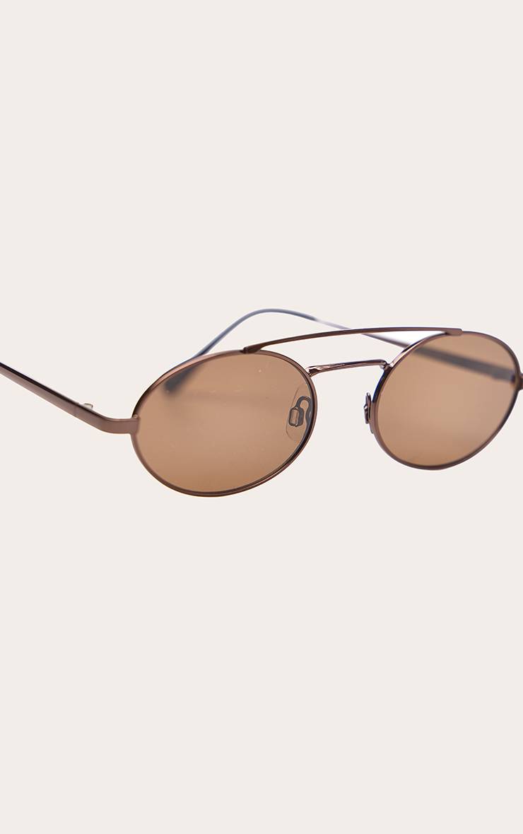 Chocolat Lunettes De Soleil Aviateur Ovales À Monture Métallique