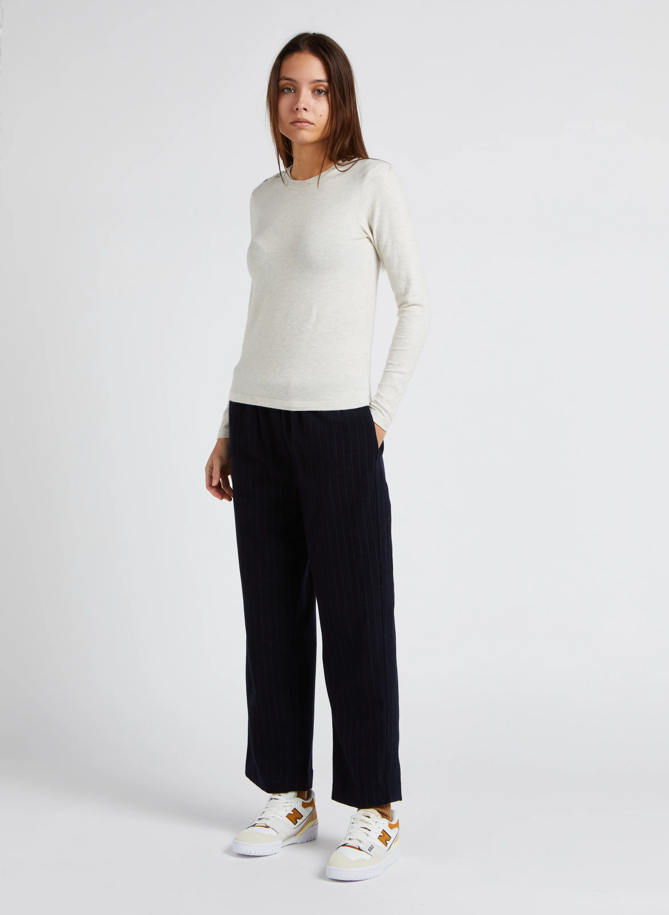 PENNY - Pantalon droit en laine mélangée | Bleu