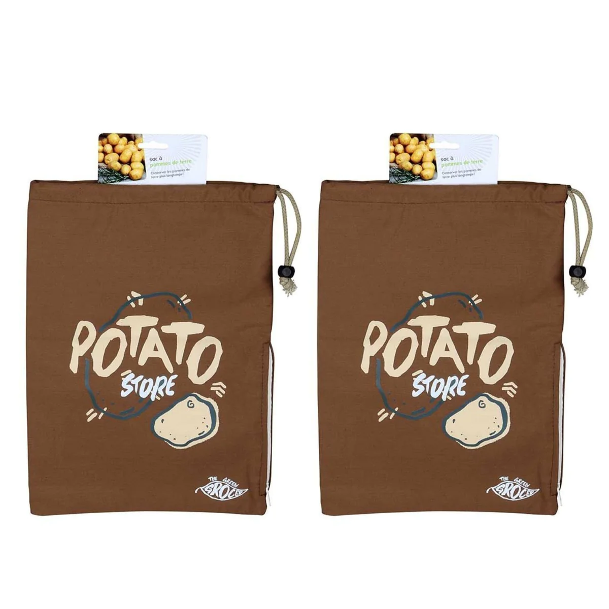 2 Sac à pommes de terre en tissu 27 x 38 cm Chevalier diffusion