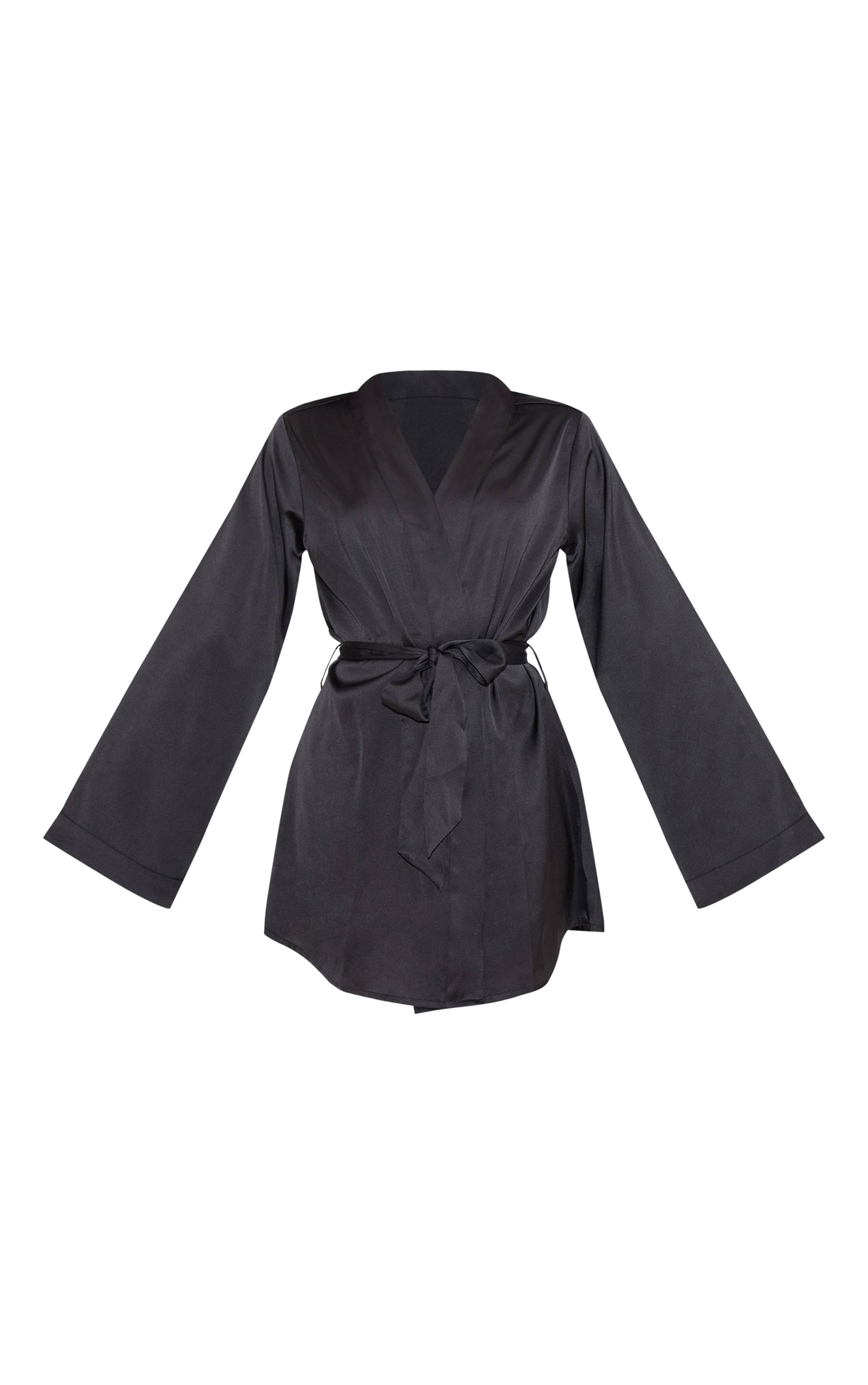 Noir Déshabillé De Nuit En Satin