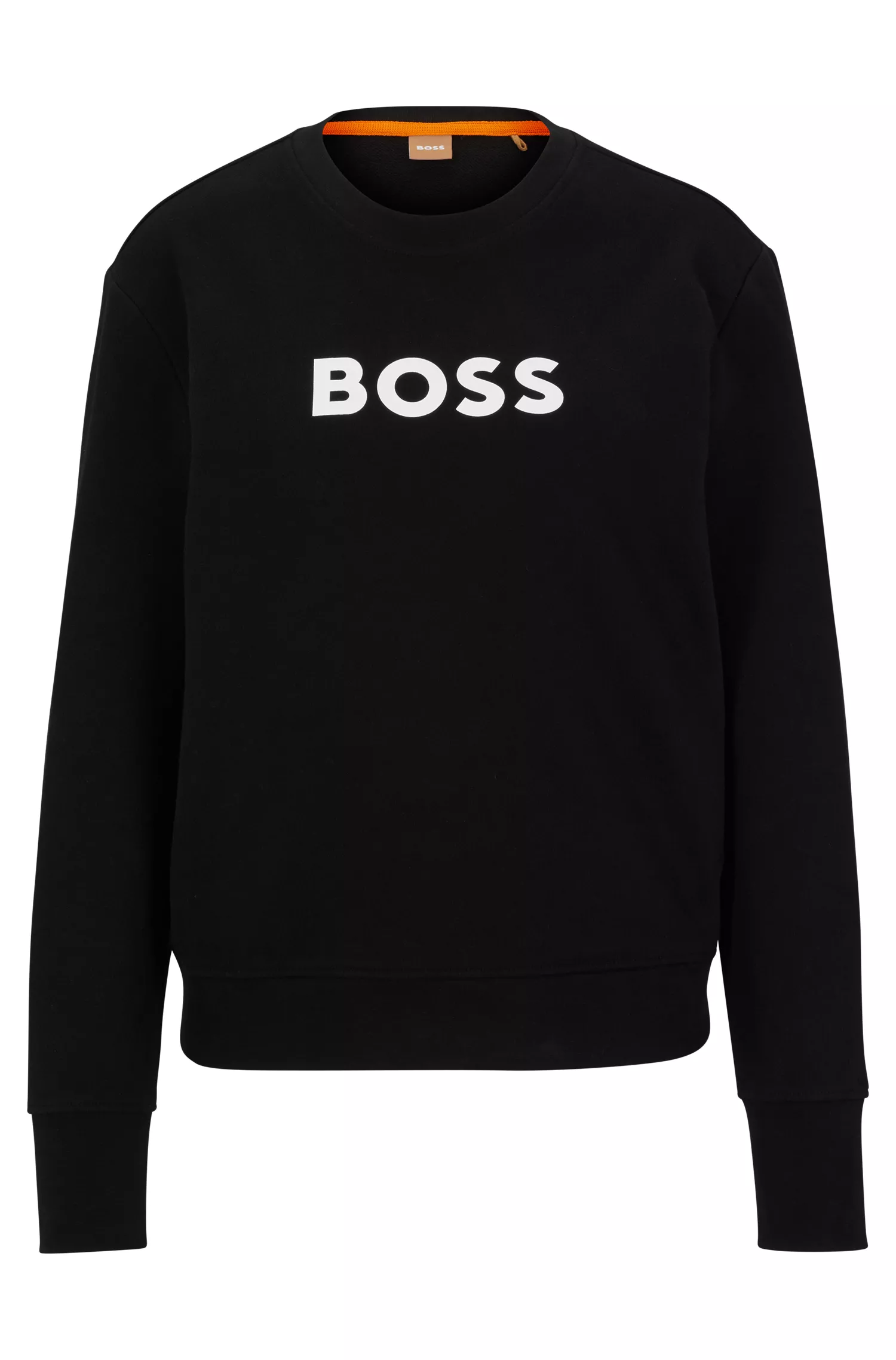 Moletom BOSS laranja em algodão felpudo com logotipo contrastante