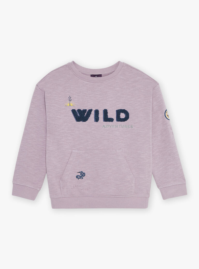 Sweat lilas en molleton Wild