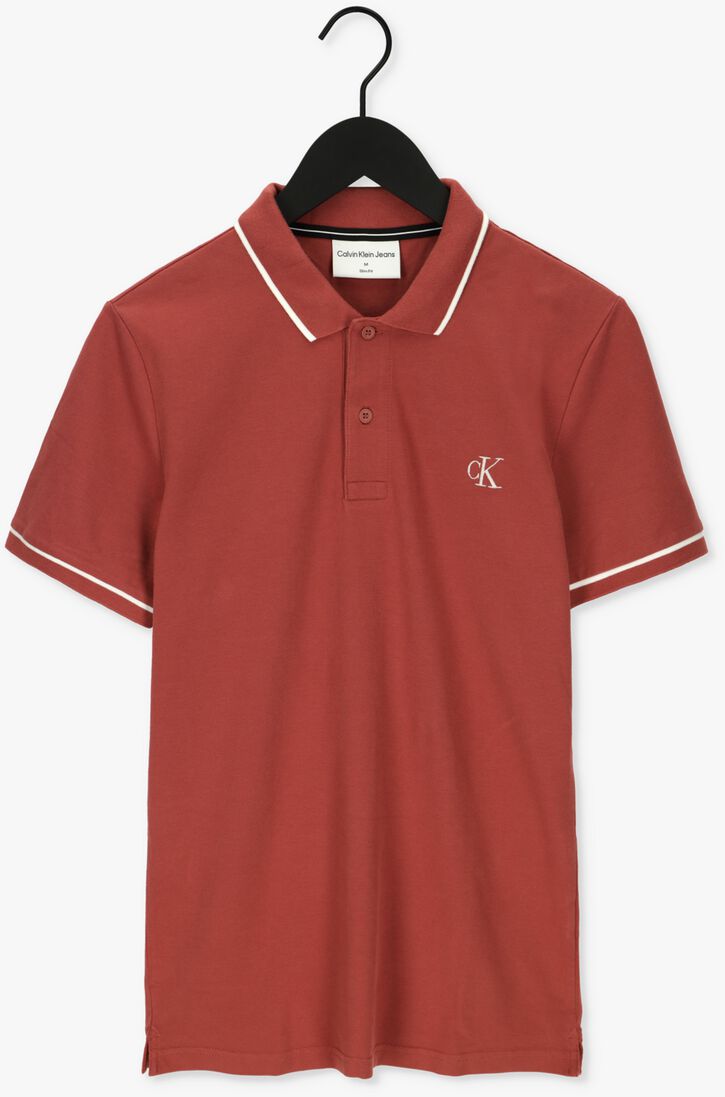 CALVIN KLEIN rode calvin klein polo tipping slim polo