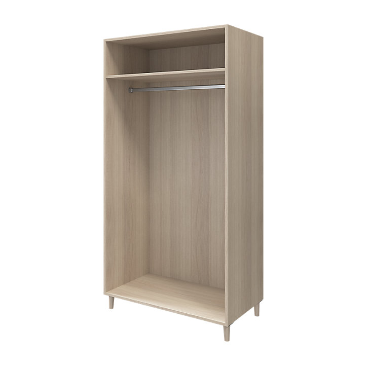 Armoire penderie effet chêne portes battantes blanches sur pieds GoodHome Atomia H. 197,5 x L. 100 x P. 60 cm