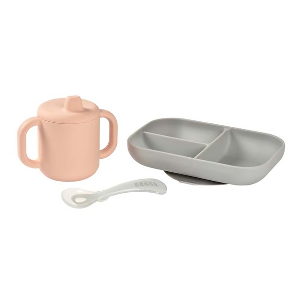 Coffret d'apprentissage silicone + tasse - Pink - BEABA