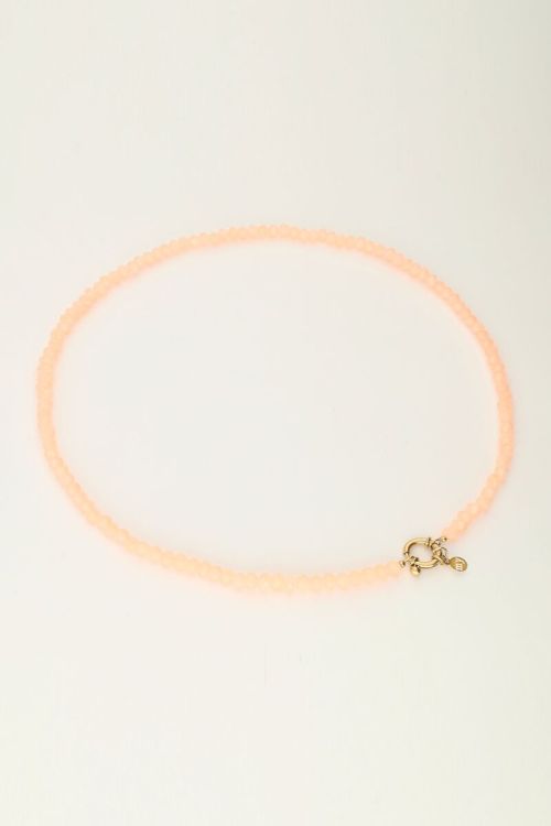 Oranje kralenketting met slotje