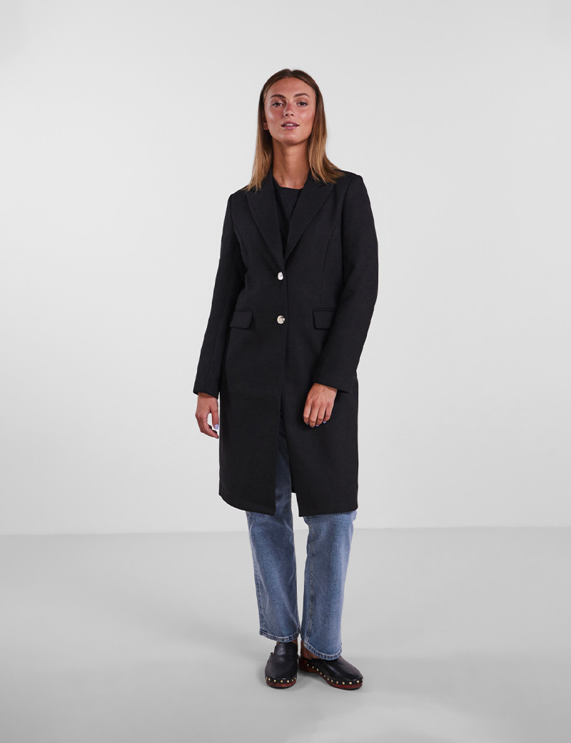 PIECES MANTEAU LONG EN LAINE BEA NOIR
