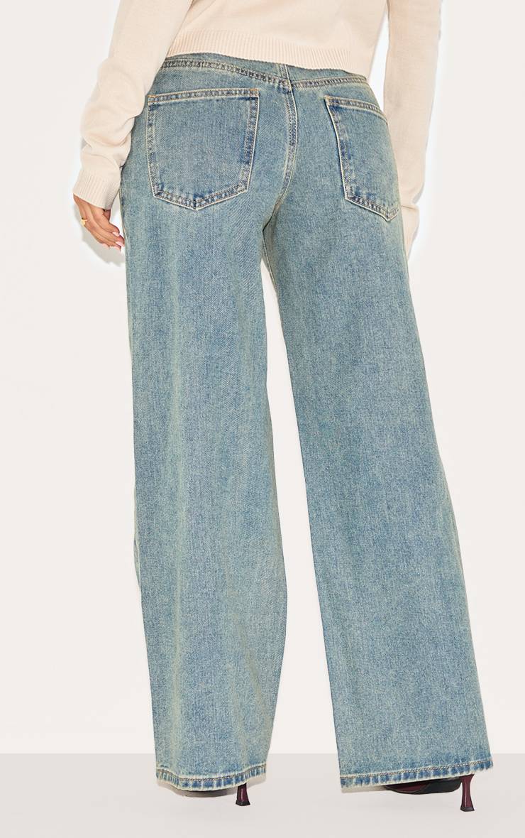 Délavage Vintage Jean Large Délavé Petite Taille