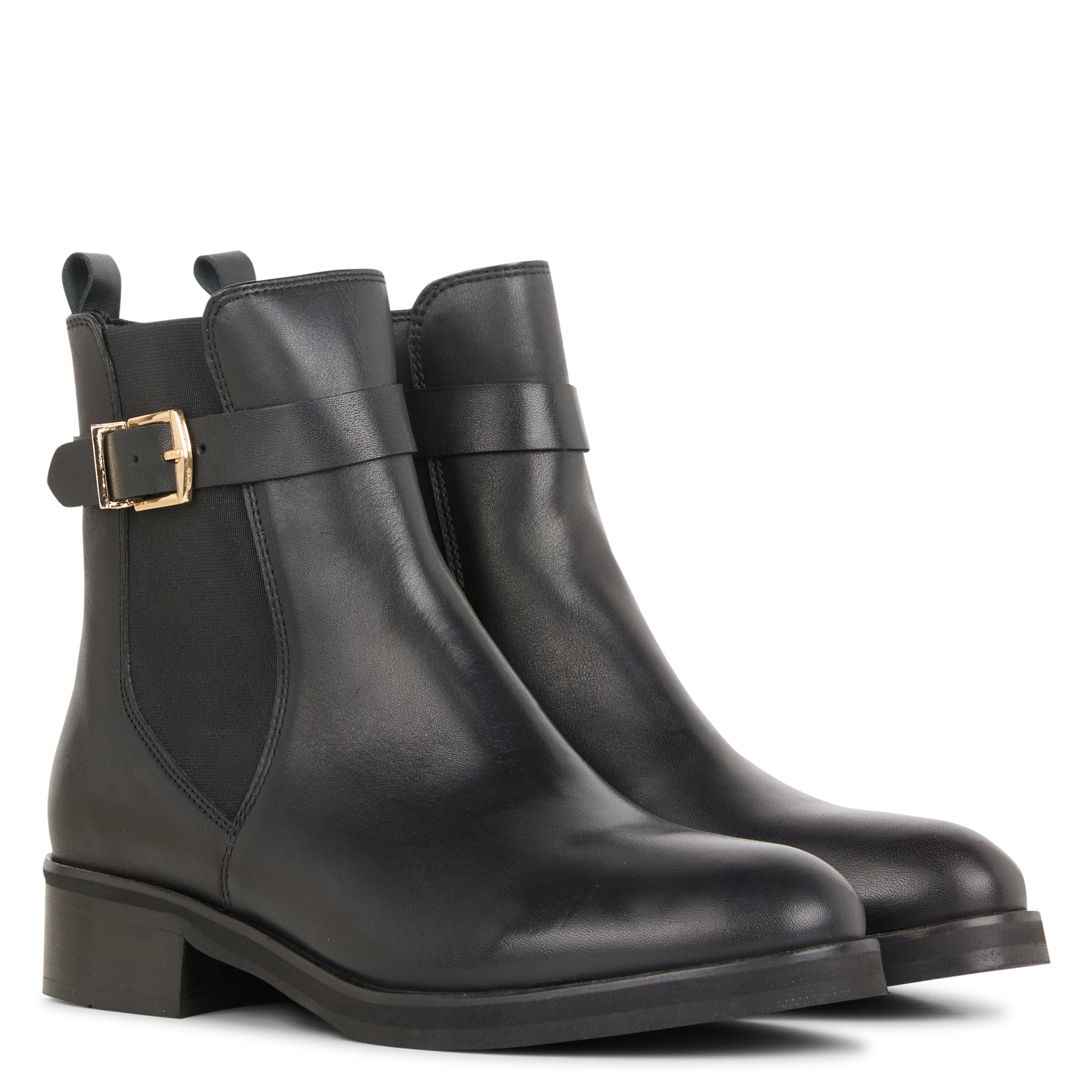 CHARLOTTE - Bottines à boucle en cuir | Noir
