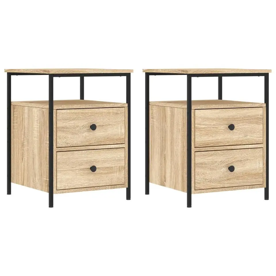 vidaXL - Nachtkastje - Bruin - Bewerkt hout - 2 stuks