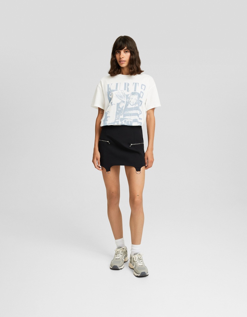 Camiseta oversized de manga curta com estampa de Kurt Cobain