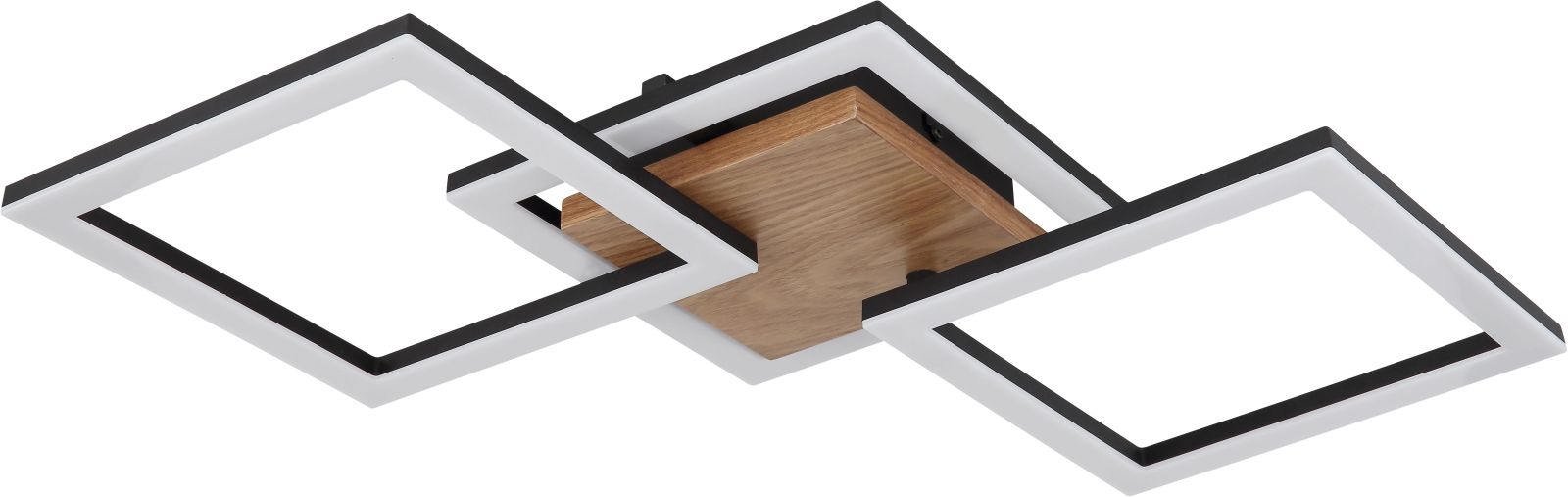 LED-Deckenleuchte - schwarz matt - holzfarben - 66 cm