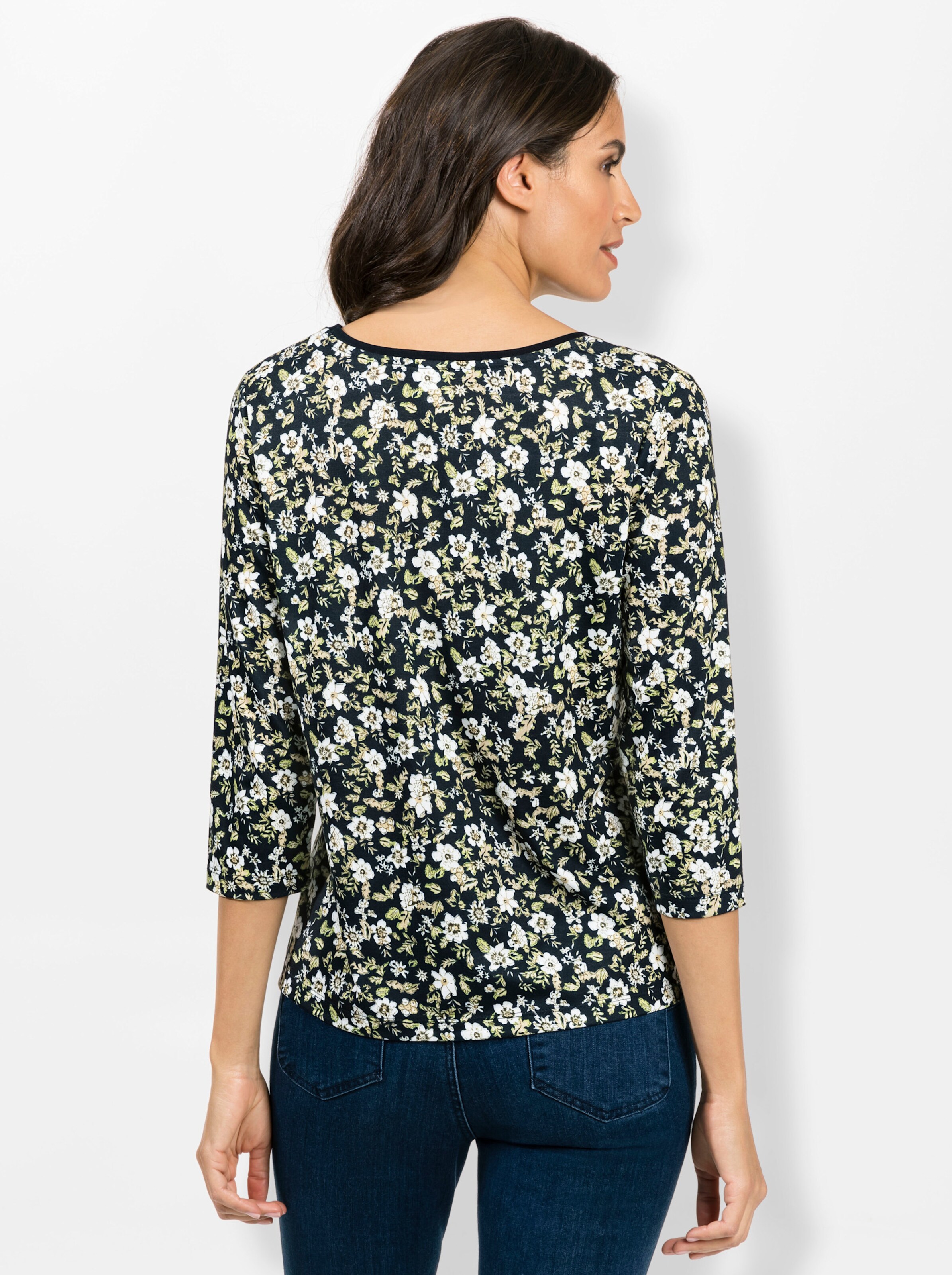 3/4-Arm-Shirt in schilf-marine-bedruckt