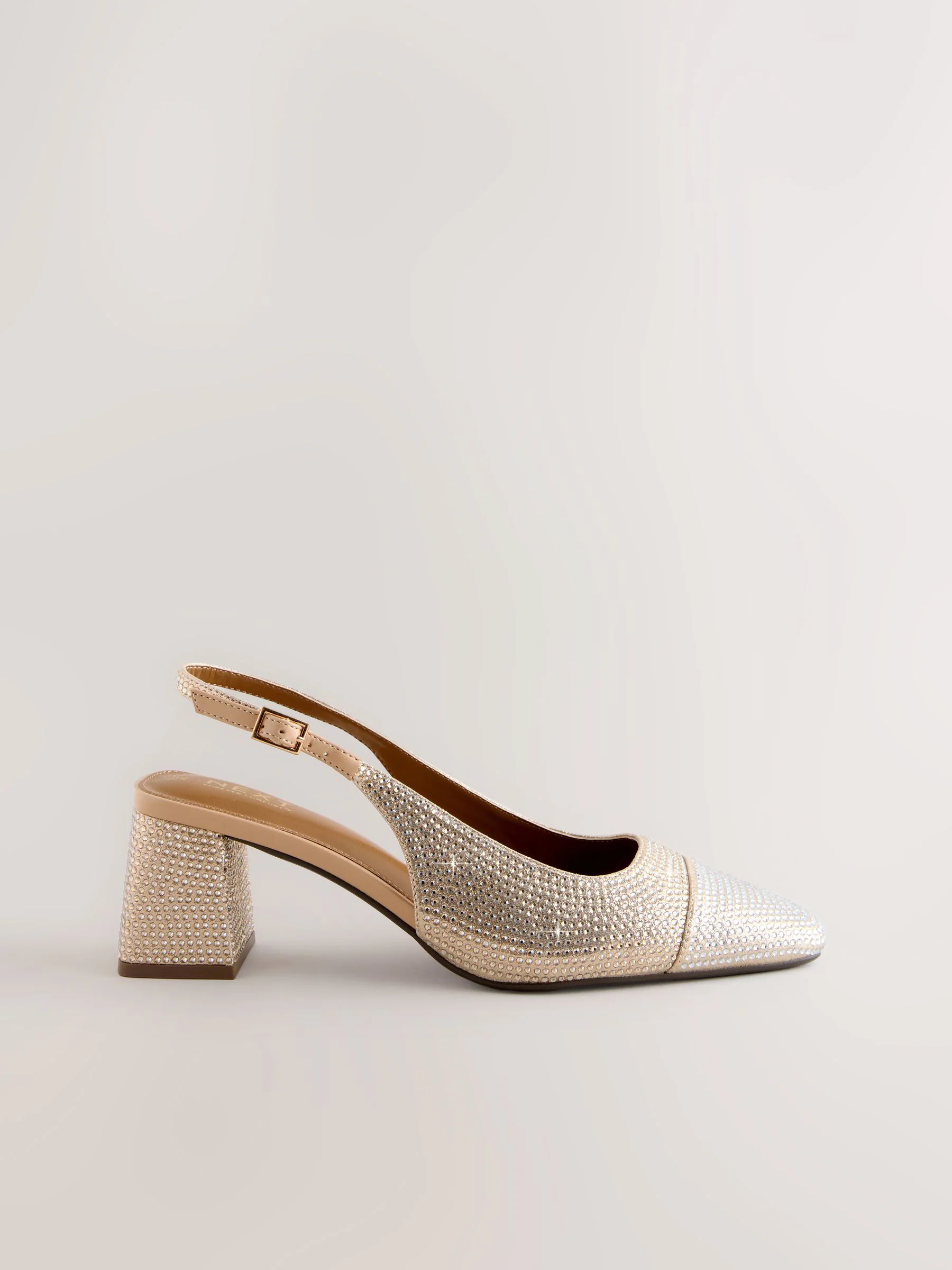 Goud - Forever Comfort® Square Toe Slingback Block Heels