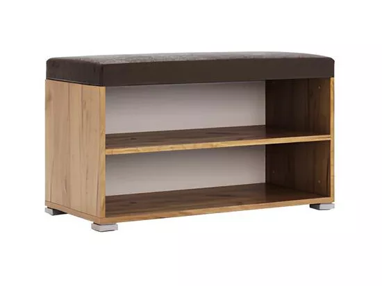 Ensemble d'entrée vestiaire avec miroir, commode, armoire et banc chaussures LUNE chêne-lave 2,2 m