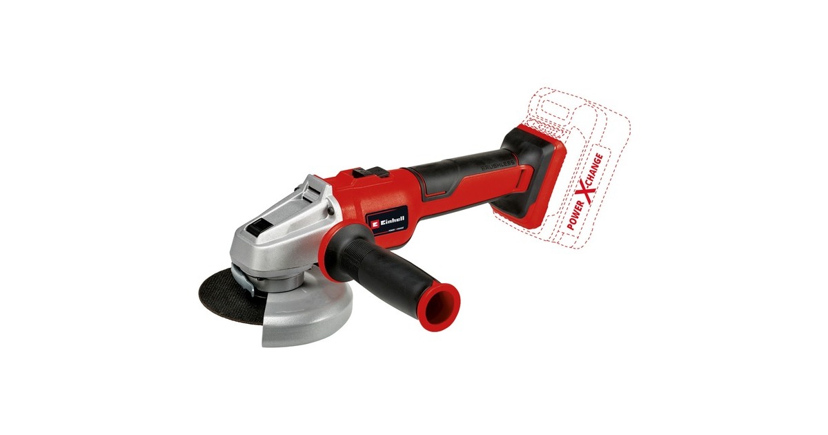 EINHELLAxxio accu haakse slijper 18/115 Q BL Solo  (Rood/zwart, Accu en oplader niet inbegrepen)