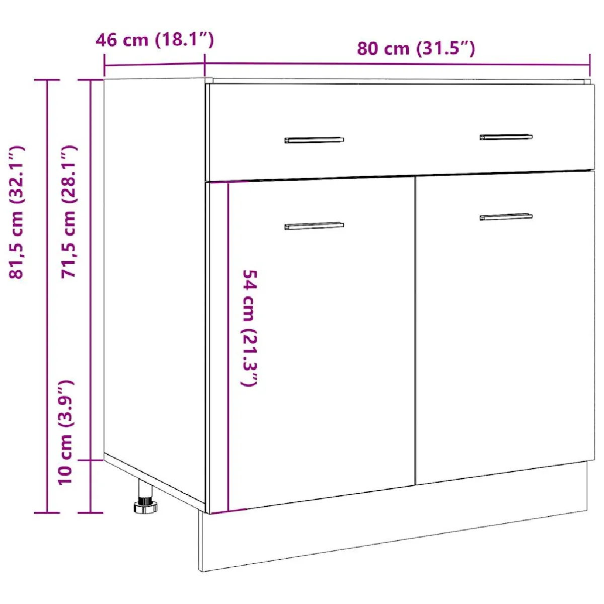 vidaXL Armoire plancher tiroir Gris Béton Aggloméré