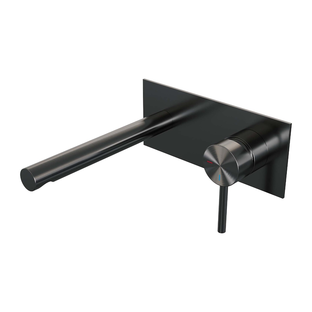 Brauer Gunmetal Edition ColdStart wastafelkraan inbouw rechte uitloop met achterplaat model A1 gunmetal geborsteld PVD