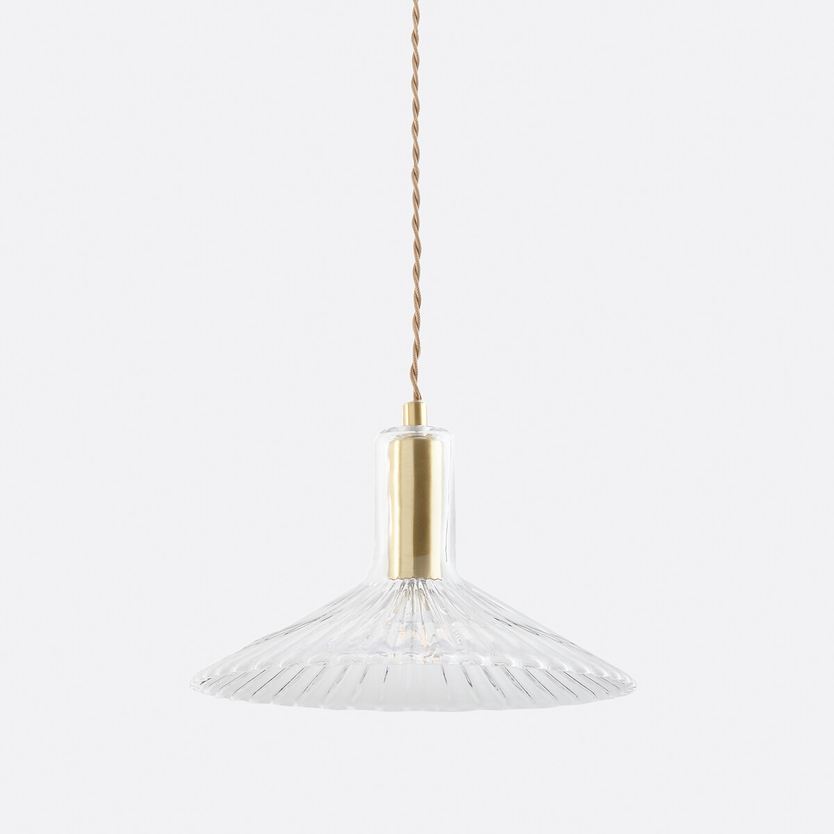 LA REDOUTE INTERIEURS<br>Luminária pendente em latão e vidro canelado Ø24,5cm, Gramma