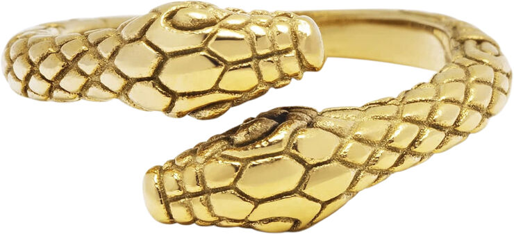 Nialaya Men's Gold Plated Vintage Snake Ring Gold