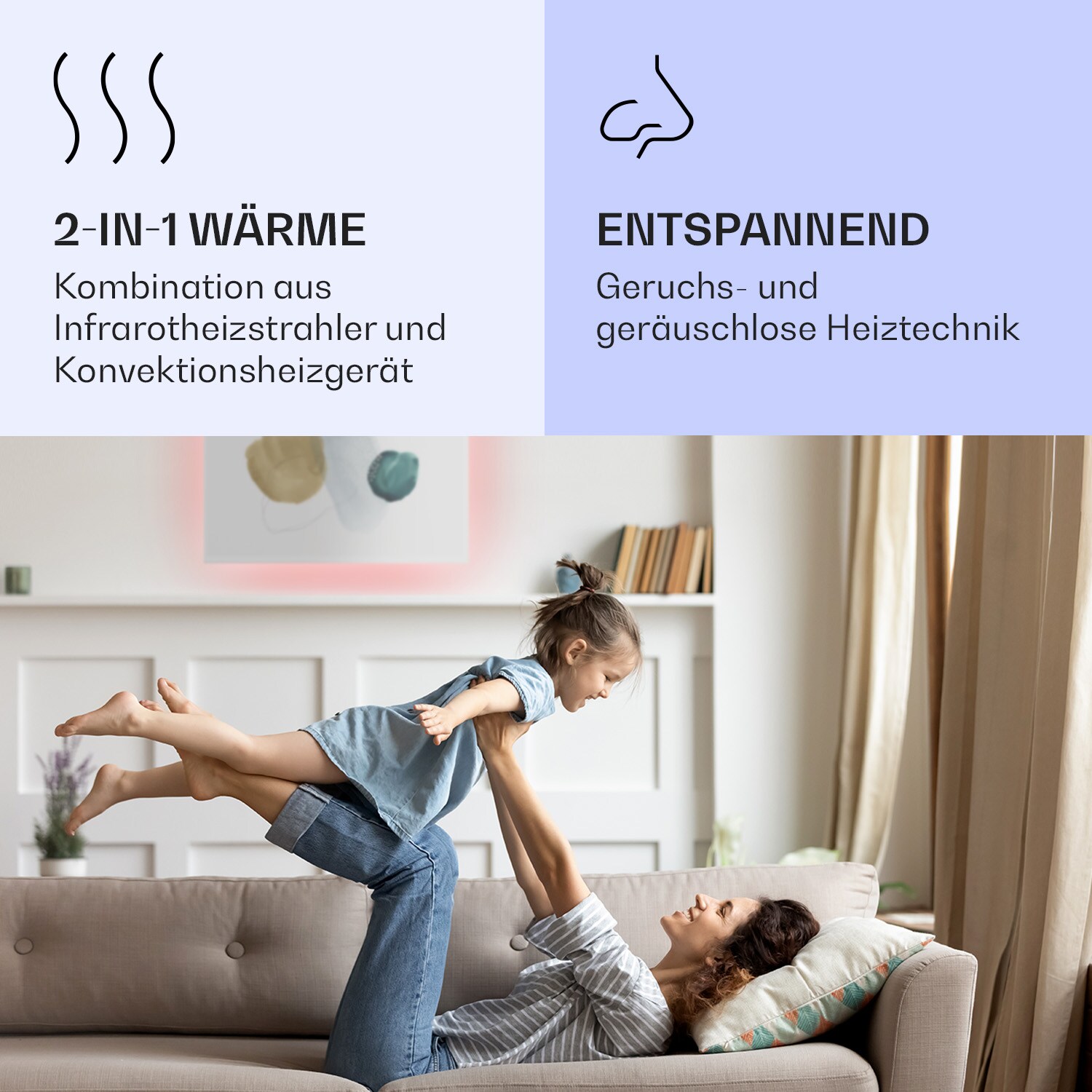 Mojave 750 smart 2-in-1 Heizgerät Infrarot Konvektor 85x60cm 750W RGB-Licht