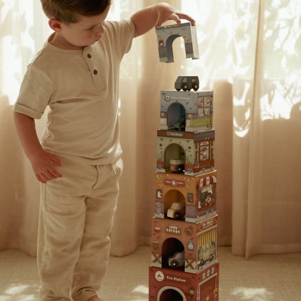 Little Dutch Stapeltoren Inclusief 6 Auto’s – Hout