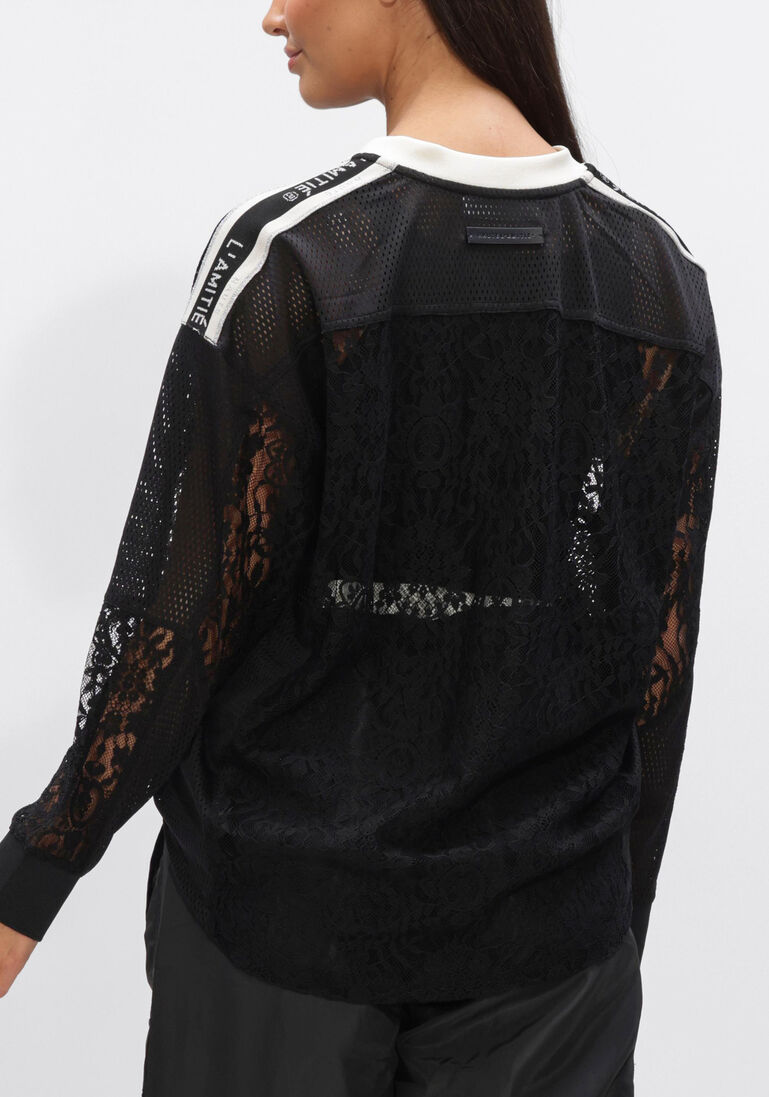 zwarte haute l'amitié tops & t-shirts lace football v-blouse