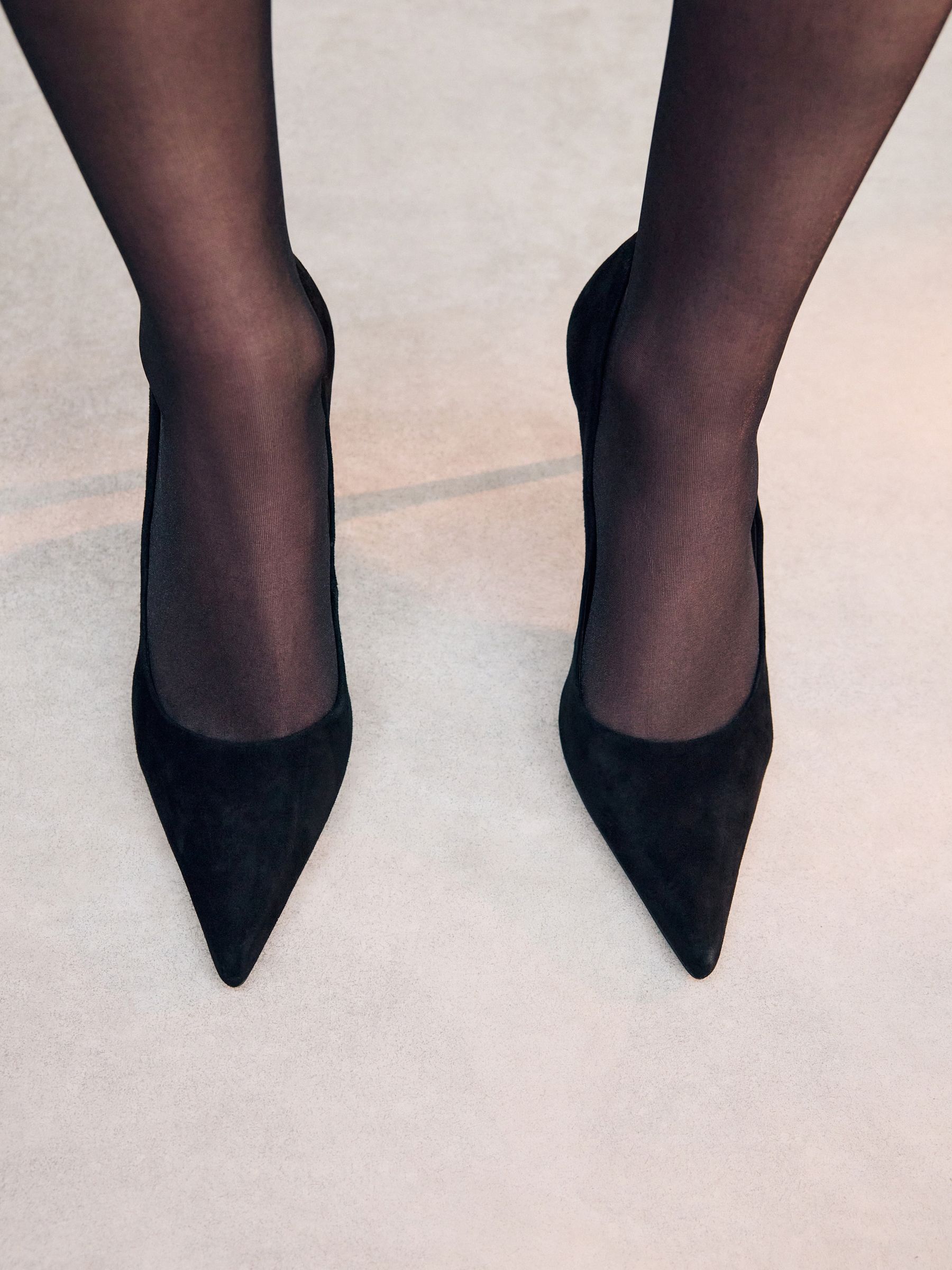 Zwart suède - Leren mid-court pumps