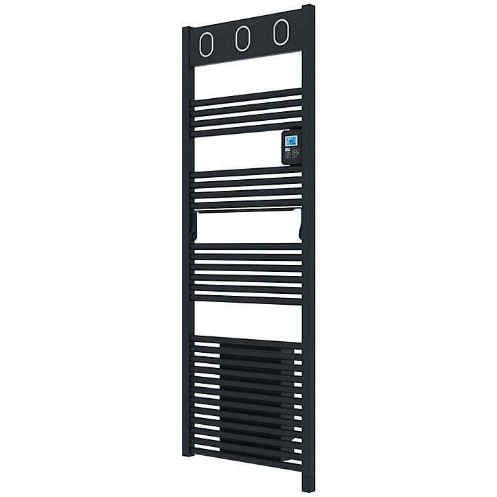 Sèche-serviettes électrique soufflant à inertie fluide Sauter Marapi anthracite 750 + soufflerie 1000W